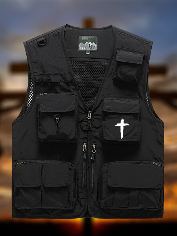 [Copy]Cross Printed Jesus God Christian Outdoor Quick-dry Vest