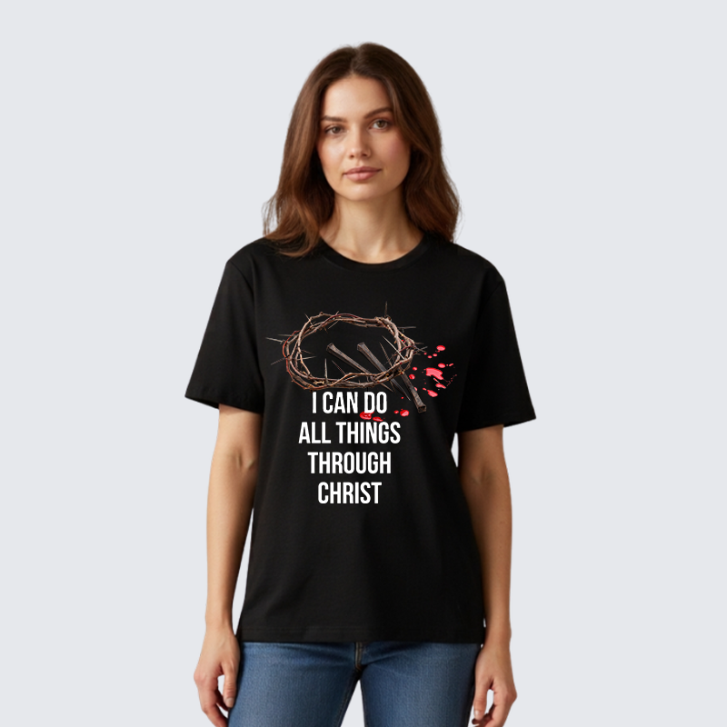 I Can Do All Things Through Christ Jesus God Christian Premium Mercerized Cotton Tee