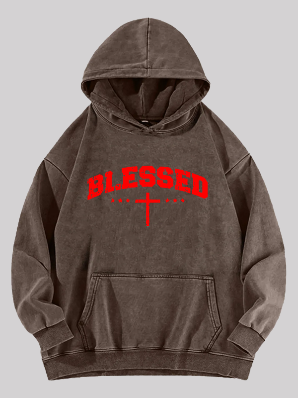 Blessed Cross Washed Hoodie