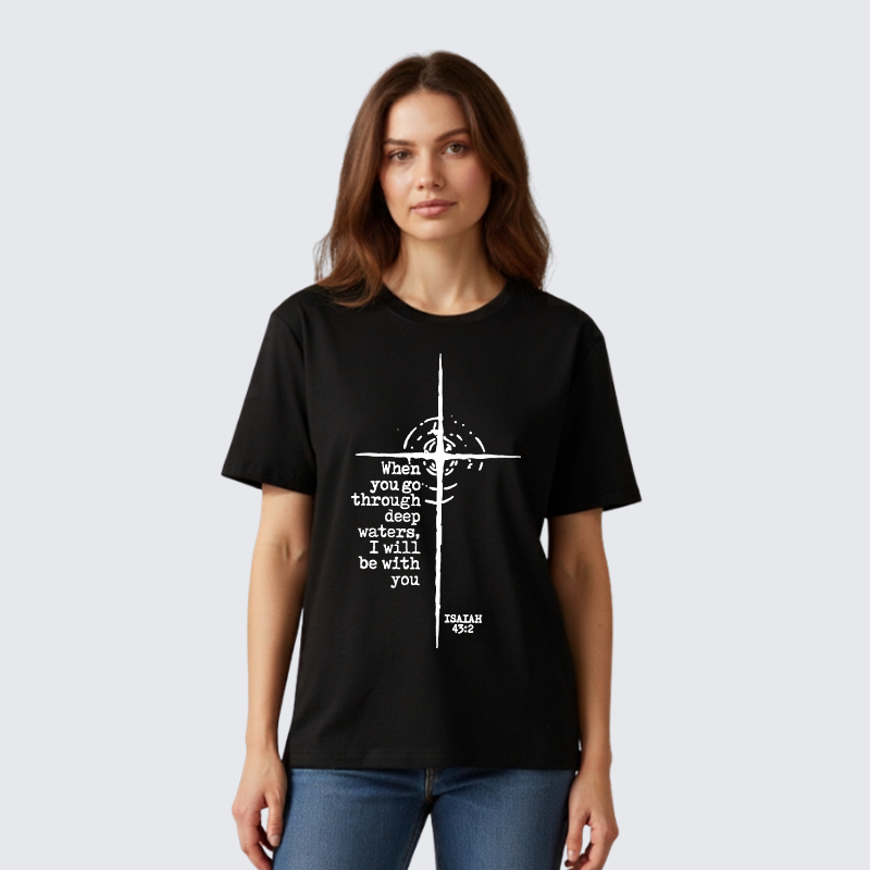 Be With You Jesus God Christian Premium Mercerized Cotton Tee