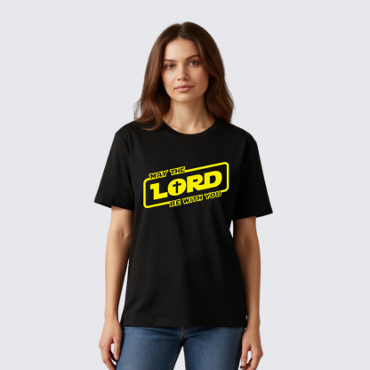 Lord Be With You Jesus God Christian Premium Mercerized Cotton Tee