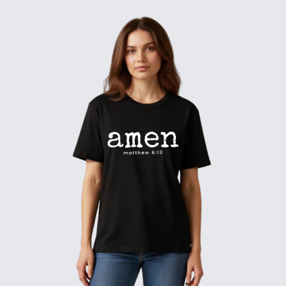 Amen Matthew 6:13 Jesus God Christian Premium Mercerized Cotton Tee