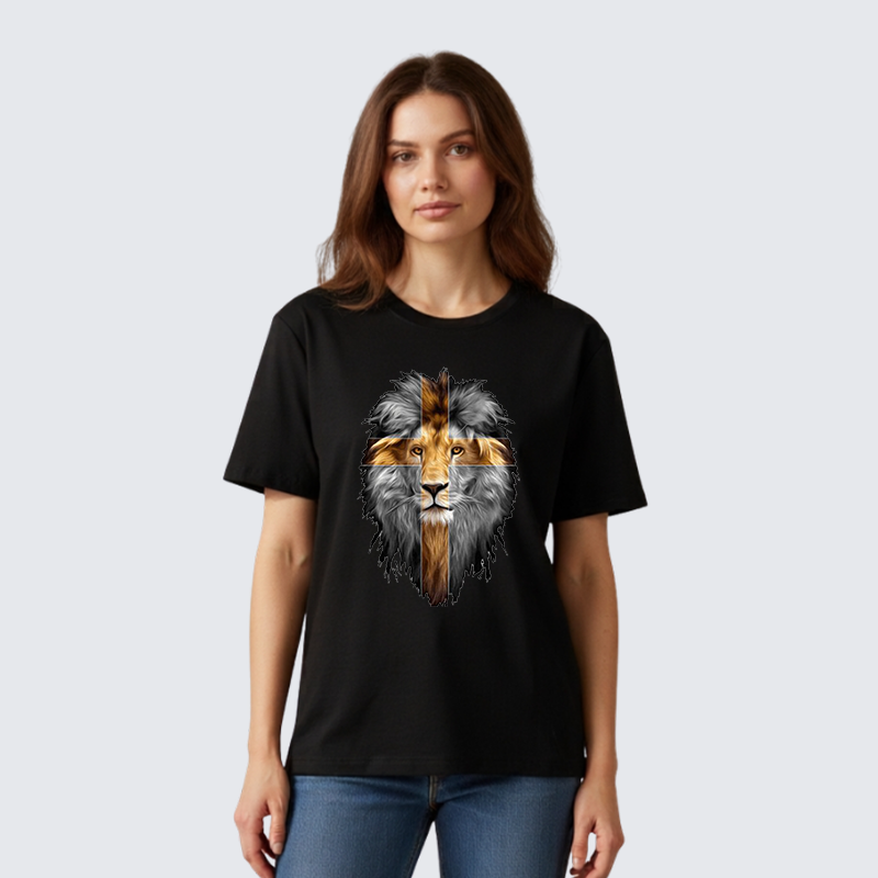 Jesus Lion of Judah Jesus God Christian Premium Mercerized Cotton Tee
