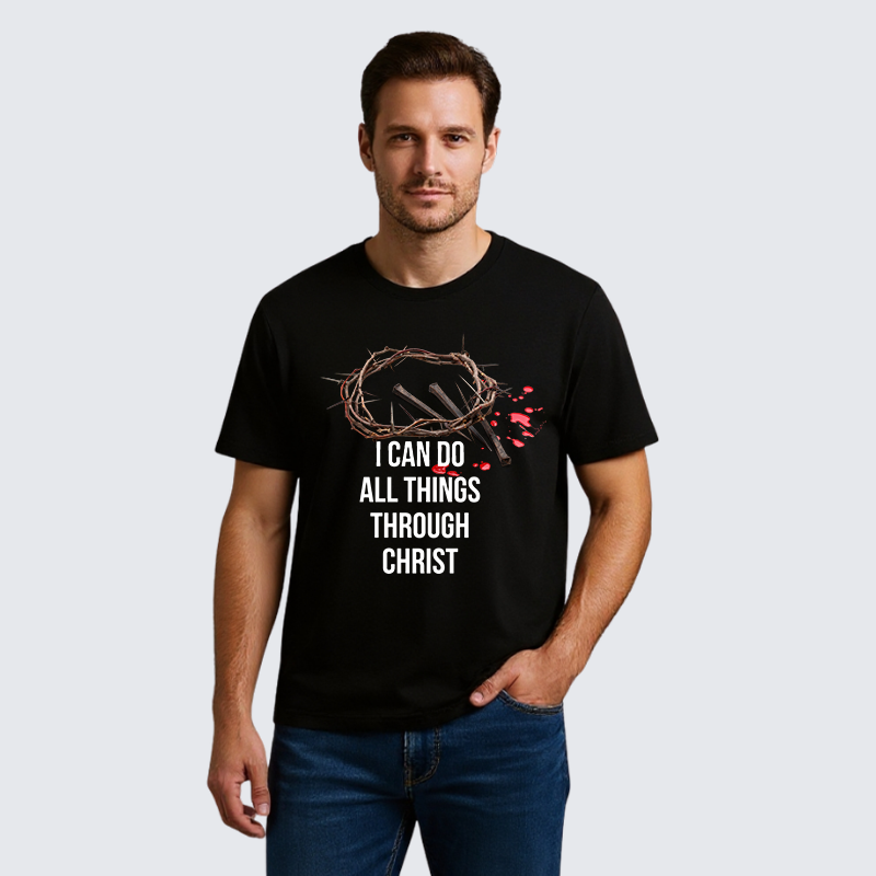 I Can Do All Things Through Christ Jesus God Christian Premium Mercerized Cotton Tee