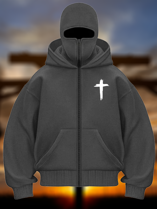 Cross Fleece Double Hooded Hoodie
