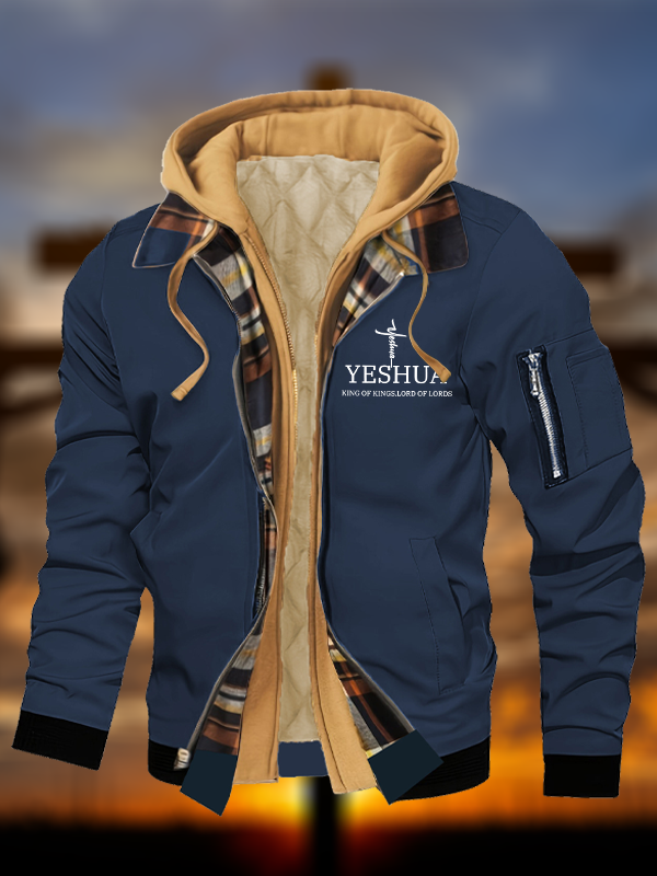 Yeshua King Of Kings Lord Of Lords Warm Hooded Bomber Jacket