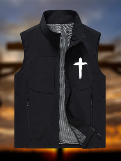 Cross Printed Outdoor Quick-dry Vest