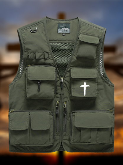 [Copy]Cross Printed Jesus God Christian Outdoor Quick-dry Vest
