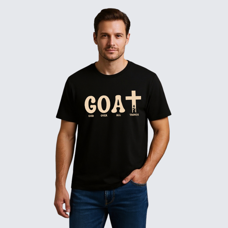 God Over All Things Jesus God Christian Premium Mercerized Cotton Tee