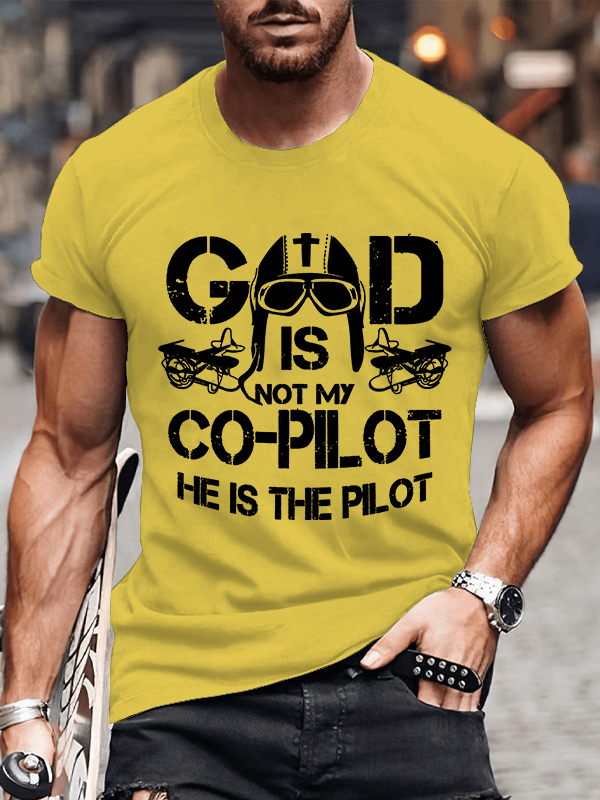  God Is My Pilot Christian Cotton T-Shirt