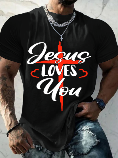 Jesus Loves You Christian Cotton T-Shirt