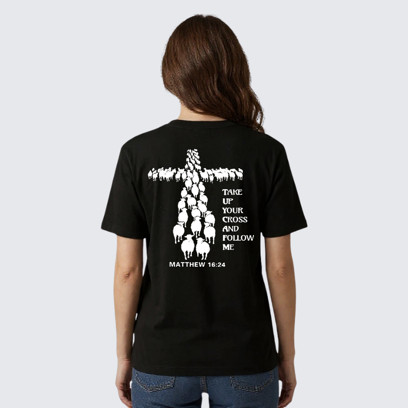 Take Up Your Cross Jesus God Christian Premium Mercerized Cotton Tee