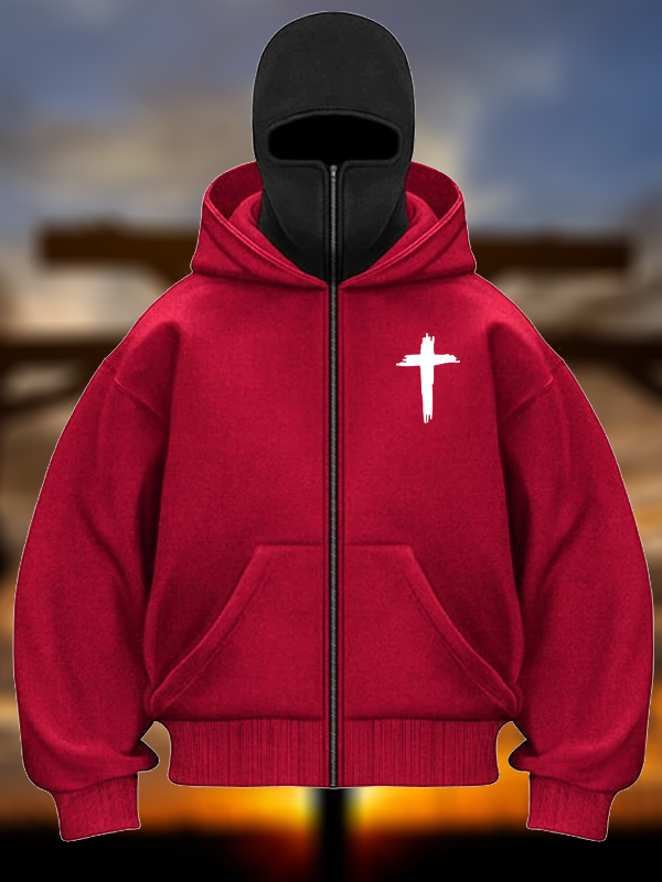 Cross Fleece Double Hooded Hoodie