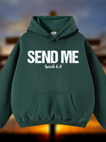 Isaiah 6:8 Christian ‘Send Me’ Plush Fleece-Lined Hoodie