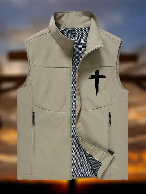 Cross Printed Outdoor Quick-dry Vest
