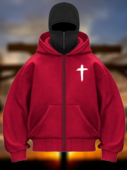 Cross Fleece Double Hooded Hoodie