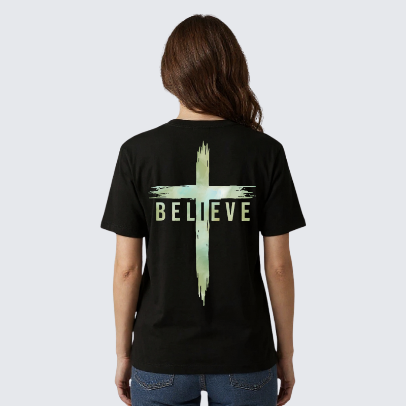 Believe Jesus God Christian Premium Mercerized Cotton Tee