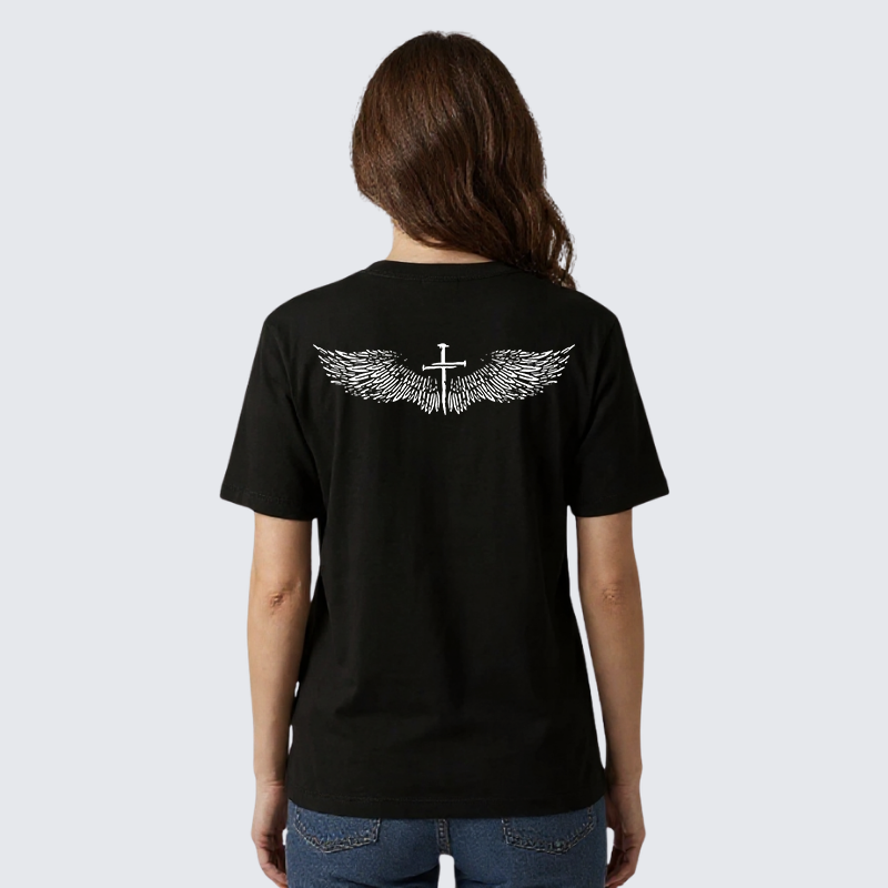 He Will Cover You With His Feather Jesus God Christian Premium Mercerized Cotton Tee