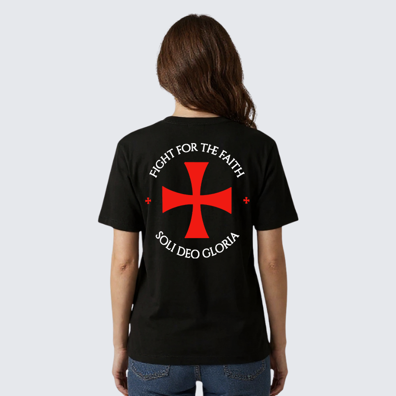 Fight for the Faith – Templar Cross Crusader Knight  Jesus God Christian Premium Mercerized Cotton Tee