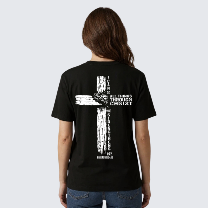 I Can Do All Things THrough Christ Jesus God Christian Premium Mercerized Cotton Tee