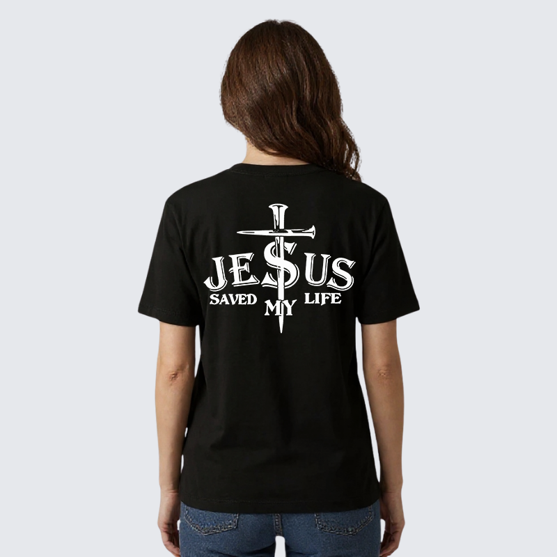 Jesus Saved My Life Jesus God Christian Premium Mercerized Cotton Tee