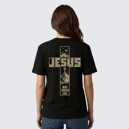 The Way, The Truth, The Life  Jesus God Christian Premium Mercerized Cotton Tee