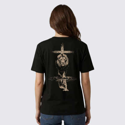 Power And Peace Faith Cross Jesus God Christian Premium Mercerized Cotton Tee