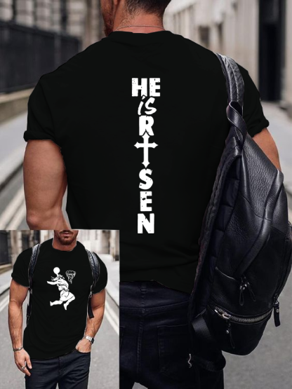 He Is Risen Christian Cotton T-Shirt