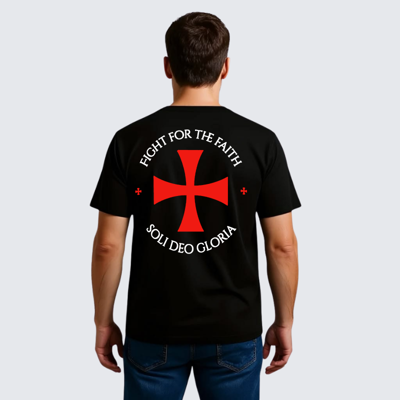 Fight for the Faith – Templar Cross Crusader Knight  Jesus God Christian Premium Mercerized Cotton Tee