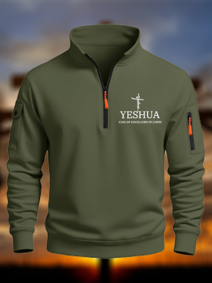 Yeshua King Of Kings Lord Of Lords Zipper Stand Collar Hoodie