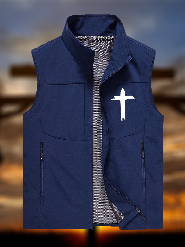 Cross Printed Outdoor Quick-dry Vest