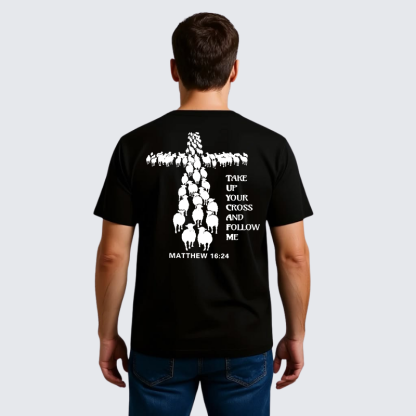 Take Up Your Cross Jesus God Christian Premium Mercerized Cotton Tee