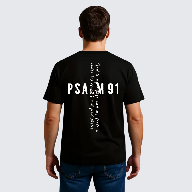 Psalm 91 Jesus God Christian Premium Mercerized Cotton Tee