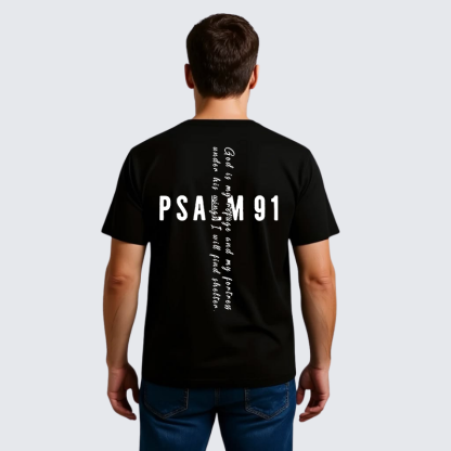 Psalm 91 Jesus God Christian Premium Mercerized Cotton Tee