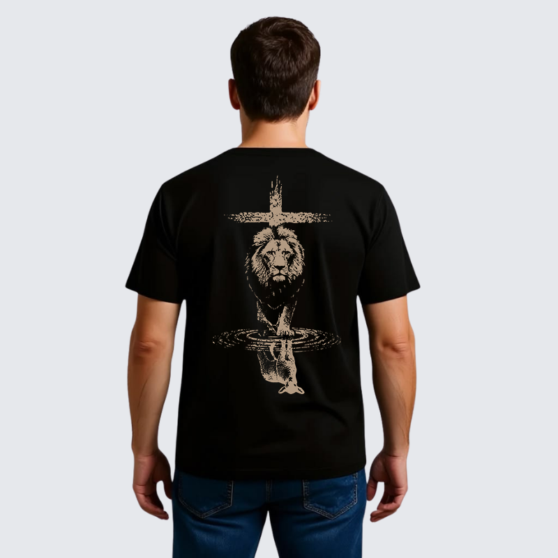 Power And Peace Faith Cross Jesus God Christian Premium Mercerized Cotton Tee