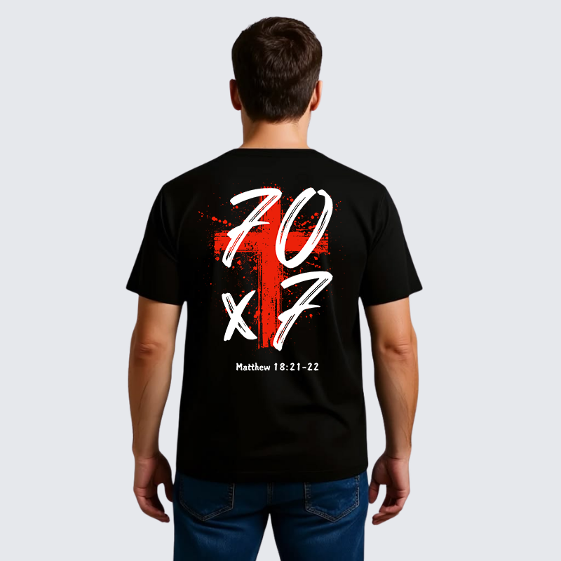 Matthew 18:21-22 Jesus God Christian Premium Mercerized Cotton Tee