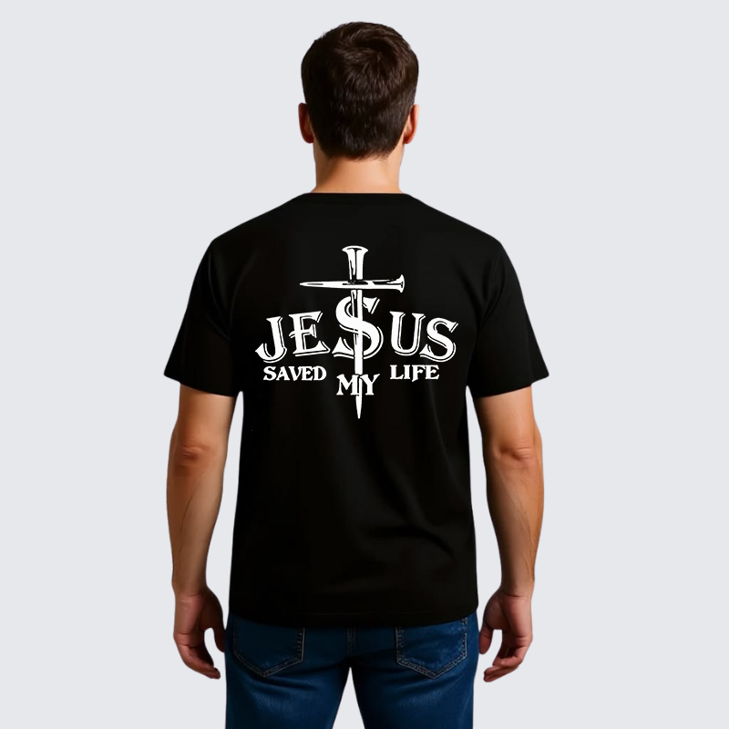 Jesus Saved My Life Jesus God Christian Premium Mercerized Cotton Tee