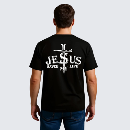 Jesus Saved My Life Jesus God Christian Premium Mercerized Cotton Tee