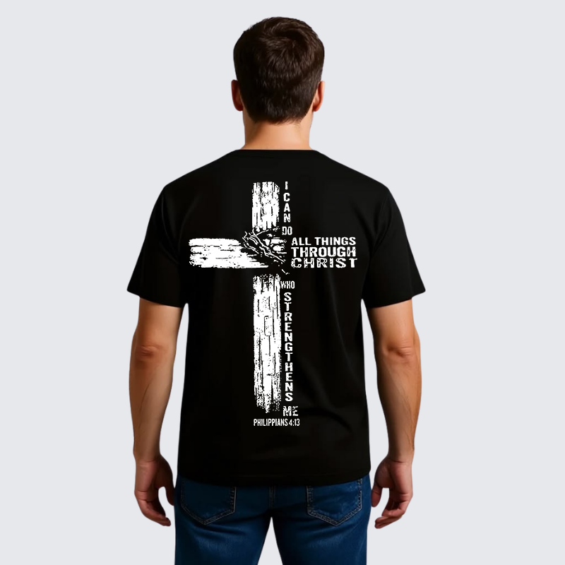 I Can Do All Things THrough Christ Jesus God Christian Premium Mercerized Cotton Tee