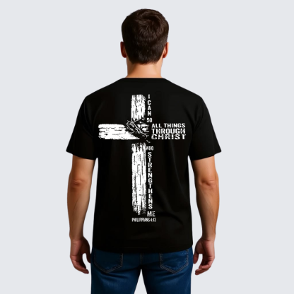I Can Do All Things THrough Christ Jesus God Christian Premium Mercerized Cotton Tee