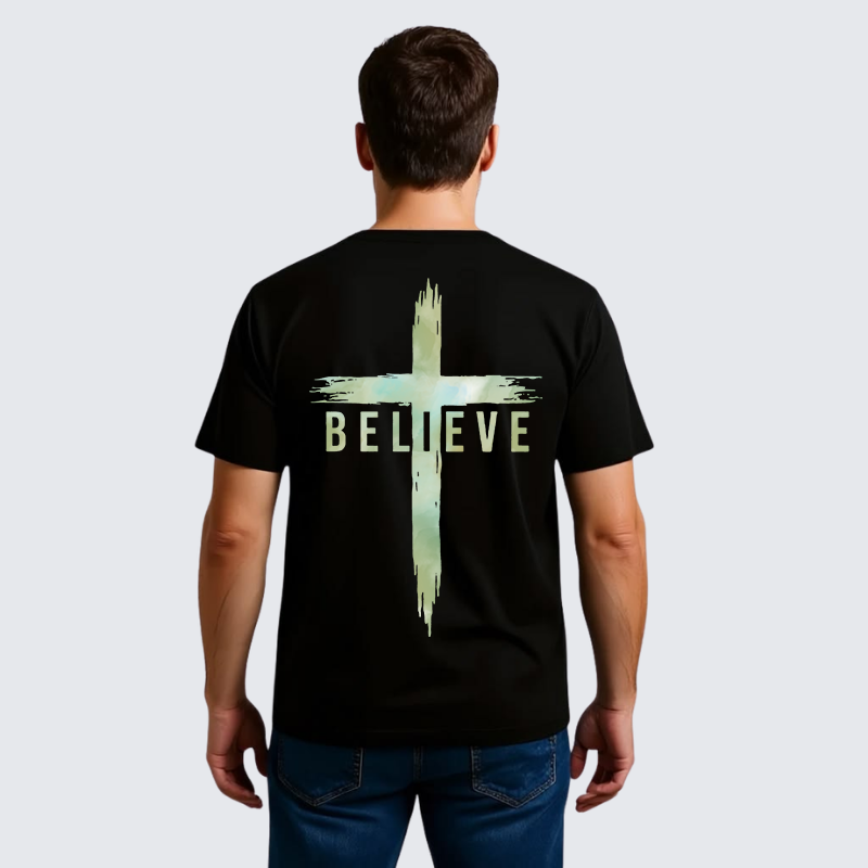 Believe Jesus God Christian Premium Mercerized Cotton Tee