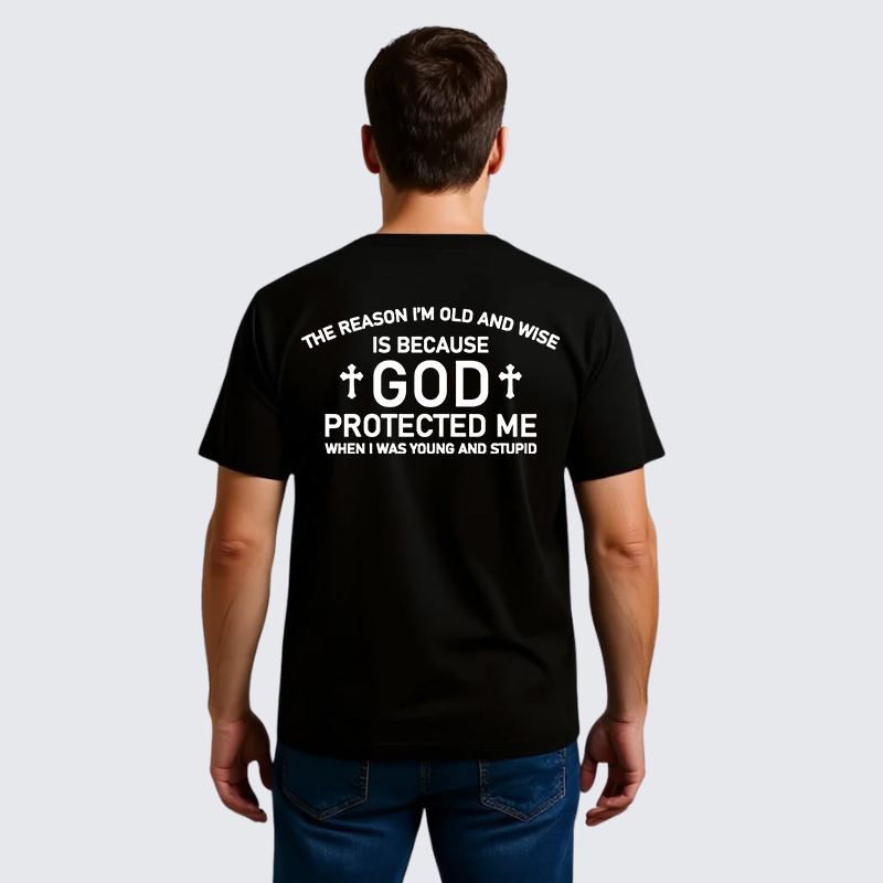 God Protected Me Jesus God Christian Premium Mercerized Cotton Tee