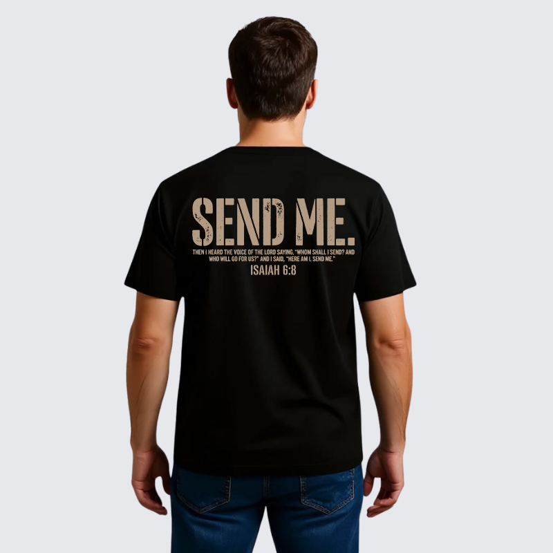 Send Me Isaiah 6:8 Jesus God Christian Premium Mercerized Cotton Tee