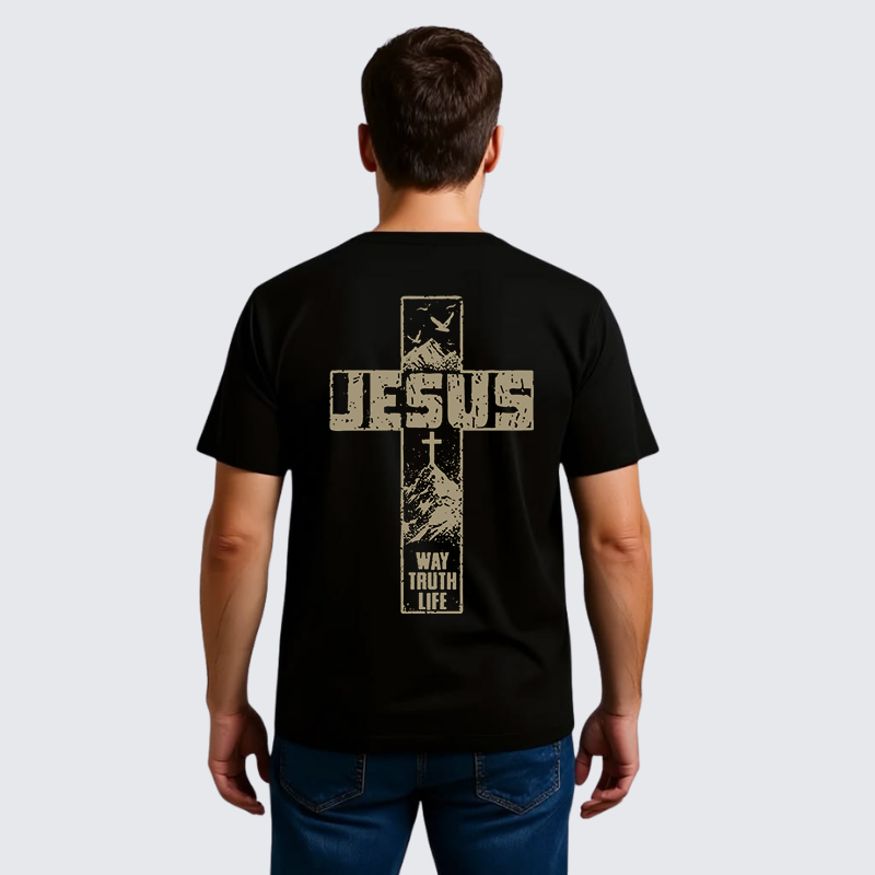 The Way, The Truth, The Life  Jesus God Christian Premium Mercerized Cotton Tee