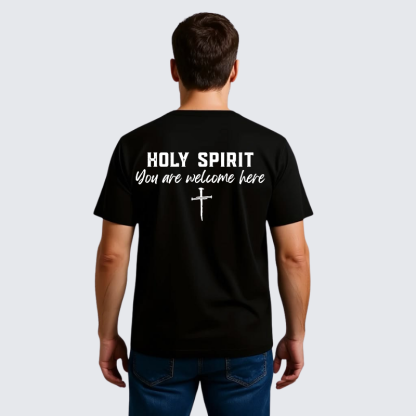 Holy Spirit You Are Welcome Here Jesus God Christian Premium Mercerized Cotton Tee