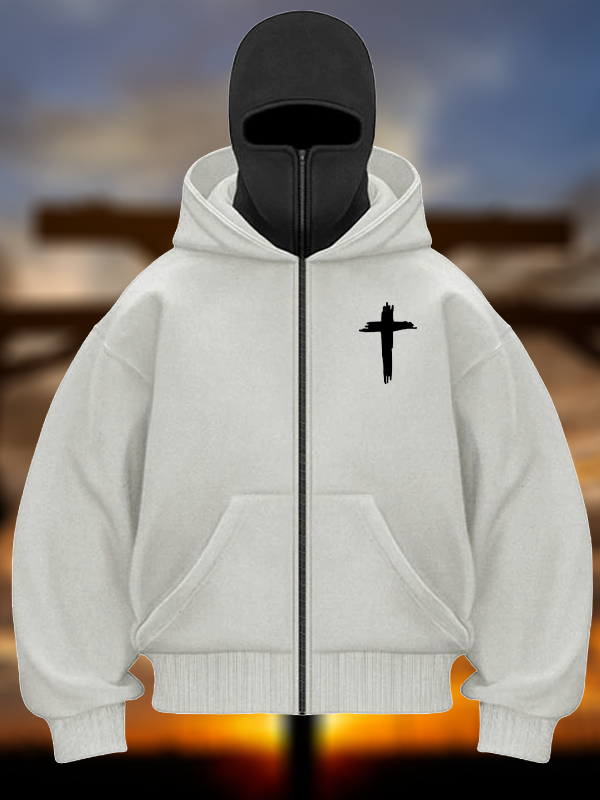 Cross Fleece Double Hooded Hoodie