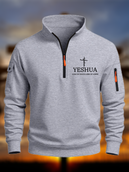 Yeshua King Of Kings Lord Of Lords Zipper Stand Collar Hoodie