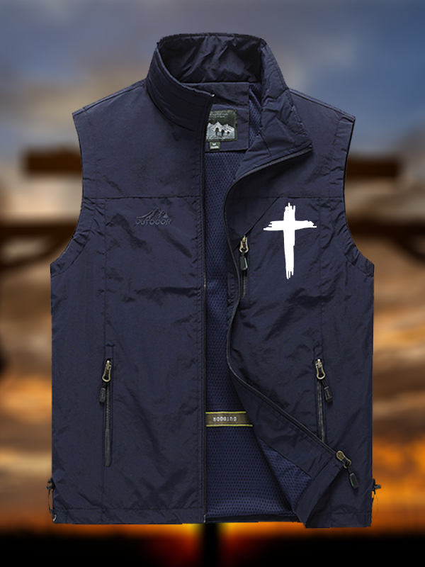 Cross Printed Jesus God Christian Outdoor Quick-dry Vest