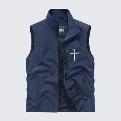 Cross Printed Jesus God Christian Outdoor Quick-dry Vest