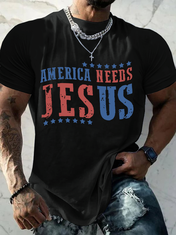 America Needs Jesus Christian Cotton T-Shirt